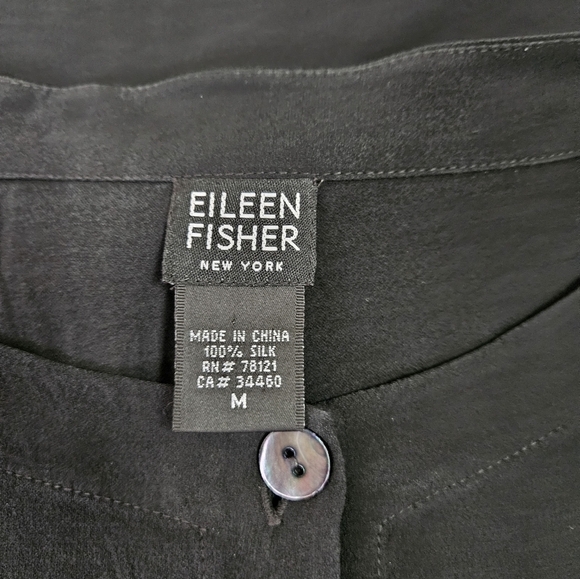 Eileen Fisher Black Handkerchief Button Down Silk Tunic Size Medium‎ Women's M5 - Picture 7 of 8